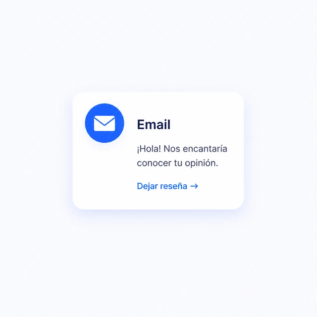 Tarjeta de solicitud de reseña por email